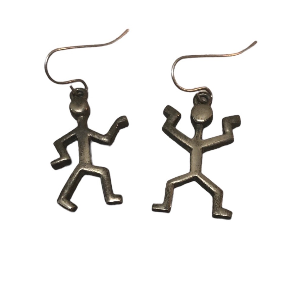 Vintage Silver Stick Figure Earrings